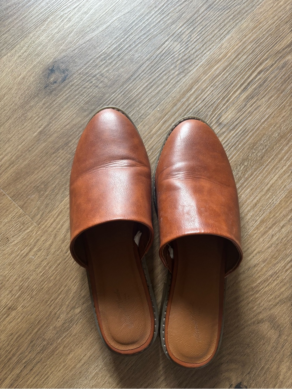 Universal Thread Cognac Brown Leather Slip-On Mules